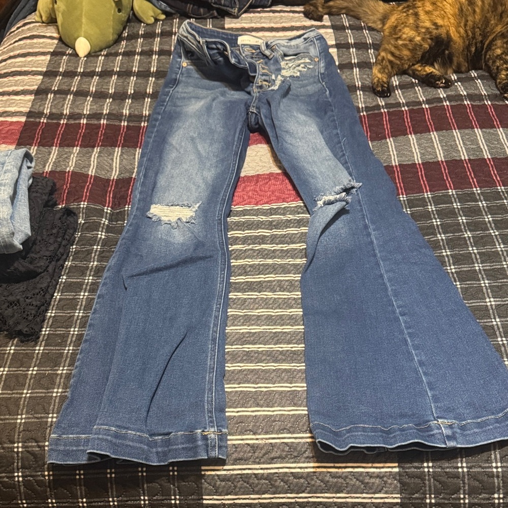 KanCan Distressed Blue Flare Jeans
